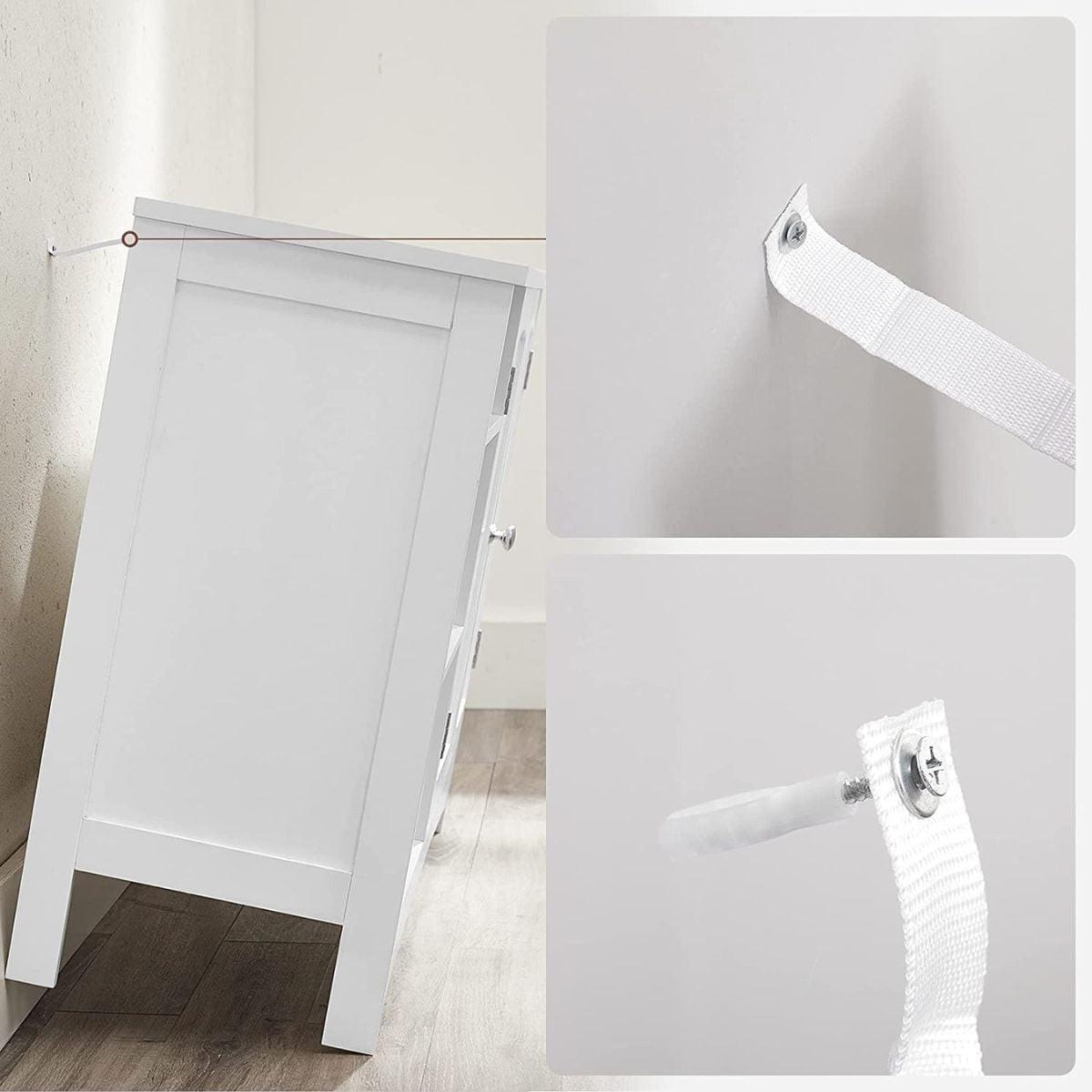WASCHBECKENUNTERSCHRANK Weiß 2 Türen 3 Nischen - L90 cm - Weiß, Holzwerkstoff (90/60/30cm) - Calicosy