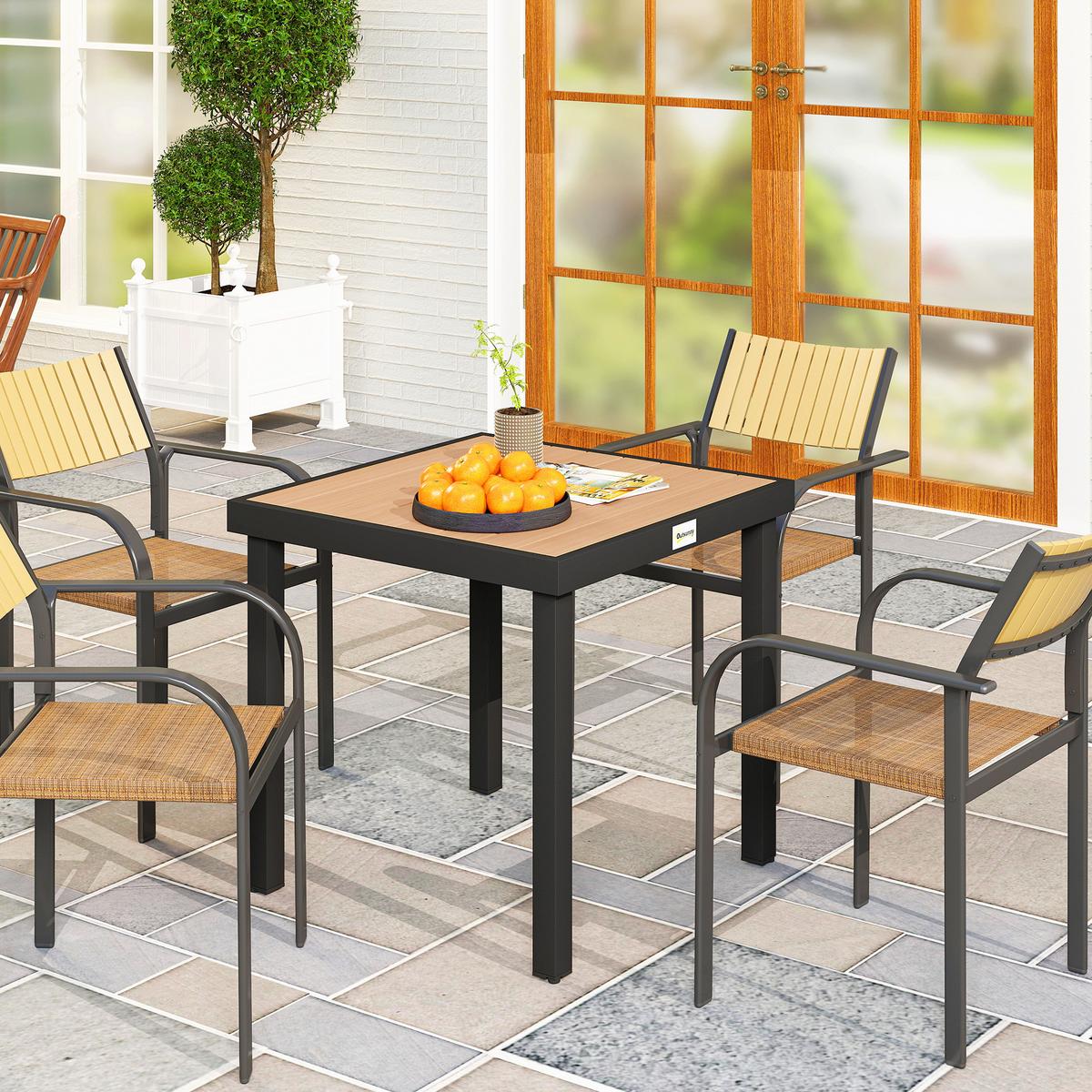 GARTENTISCH, Naturholz, Aluminium - Naturfarben, Metall (78/78/74cm) - Outsunny