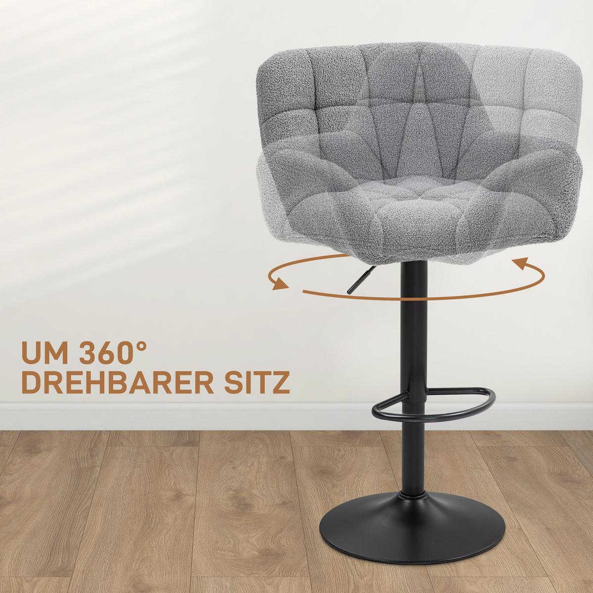 BARHOCKER 2er Set Polyester Stahl Grau - Grau, Textil (52.5/114/57.5cm) - HOMCOM
