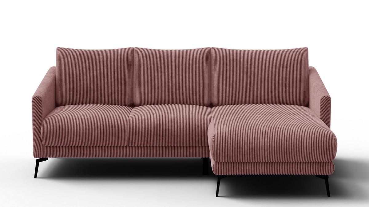ECKSOFA VILT 3-Sitzer, altrosa - Altrosa/Schwarz, Holzwerkstoff/Textil (221/156cm) - Wozimo