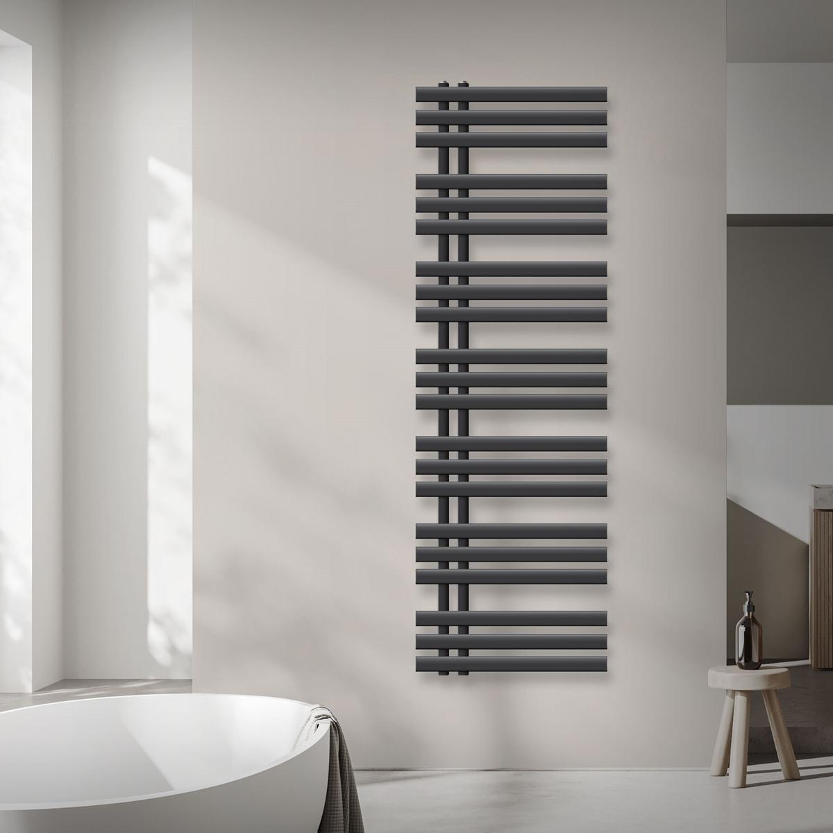BADHEIZKÖRPER elektrisch Iron EM 500x1600 mm Anthrazit mit Heizstab 1200W - Anthrazit, Metall (50/160/3cm) - LuxeBath
