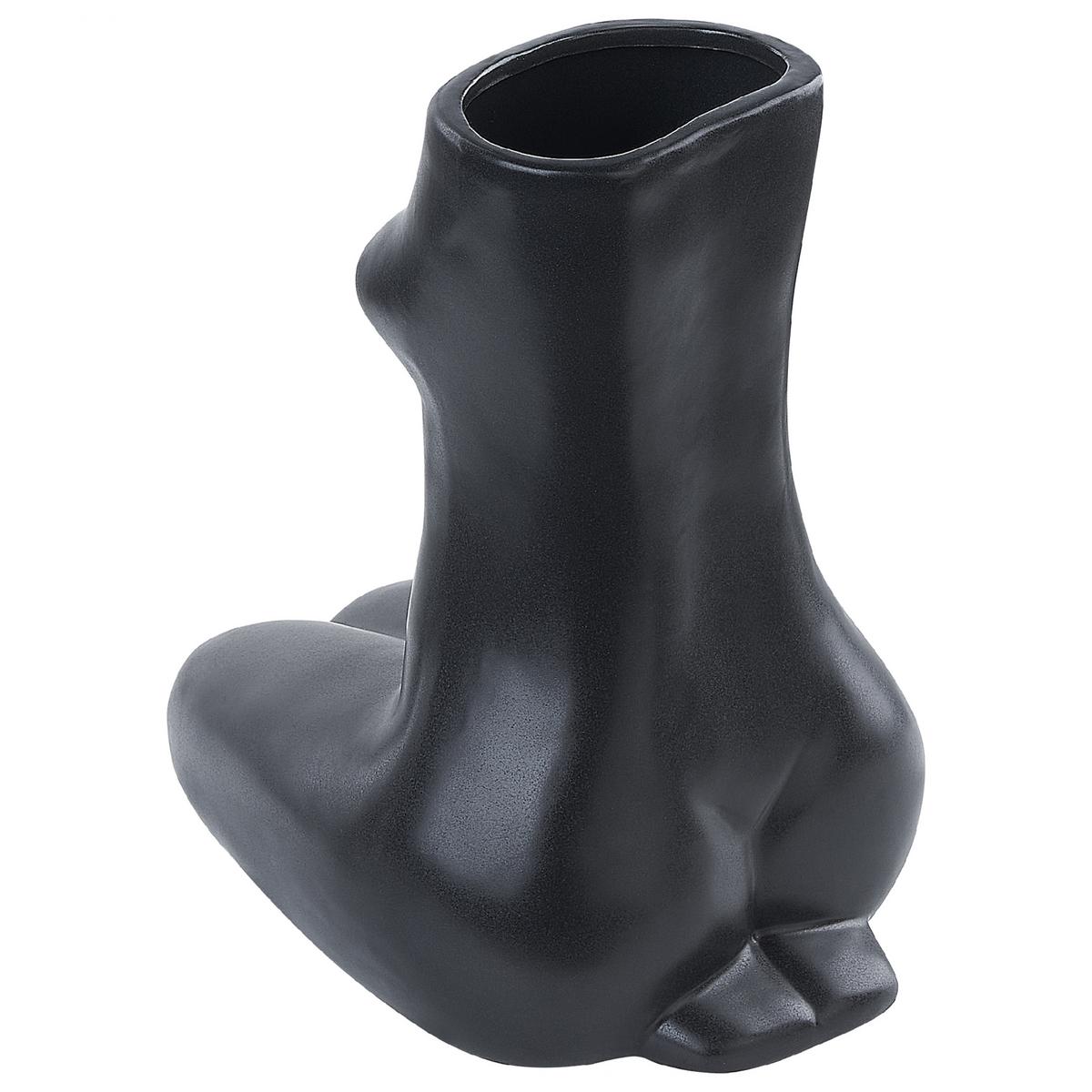 BLUMENVASE Porzellan schwarz Pyrgos - Schwarz, Keramik (22cm) - Beliani