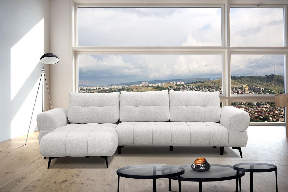 ECKSOFA SALVINI 4-Sitzer, weiß - Schwarz/Weiß, Holzwerkstoff/Textil (158/292cm) - Wozimo