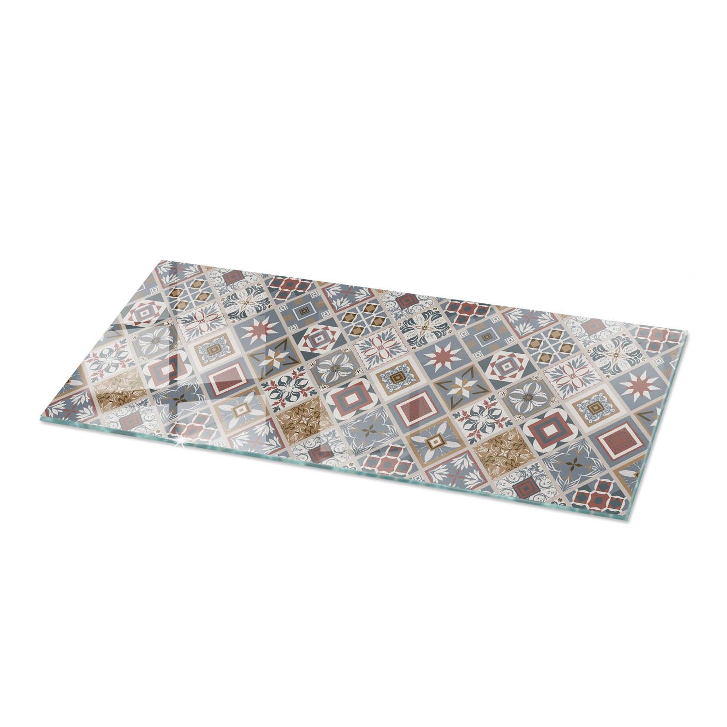 TISCHPLATTE 125x50 cm Mosaikmuster mit Ornamenten - Multicolor/Grau, Glas (0.4/125/50cm) - TULUP
