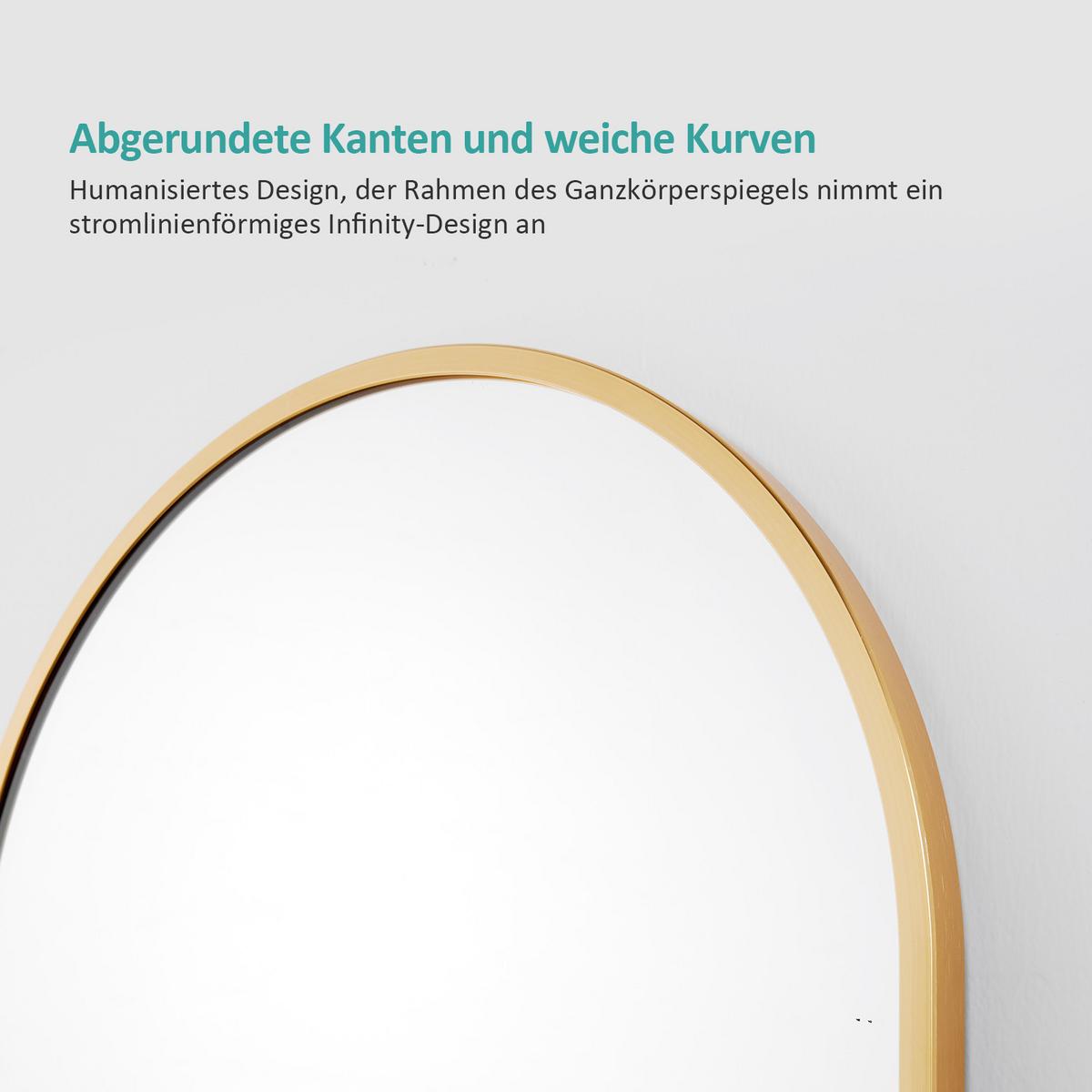 STANDSPIEGEL mit Rahmen Gehärteter Silberspiegel Gold 160/60 cm - Goldfarben, Glas/Metall (60/160/160cm) - EMKE
