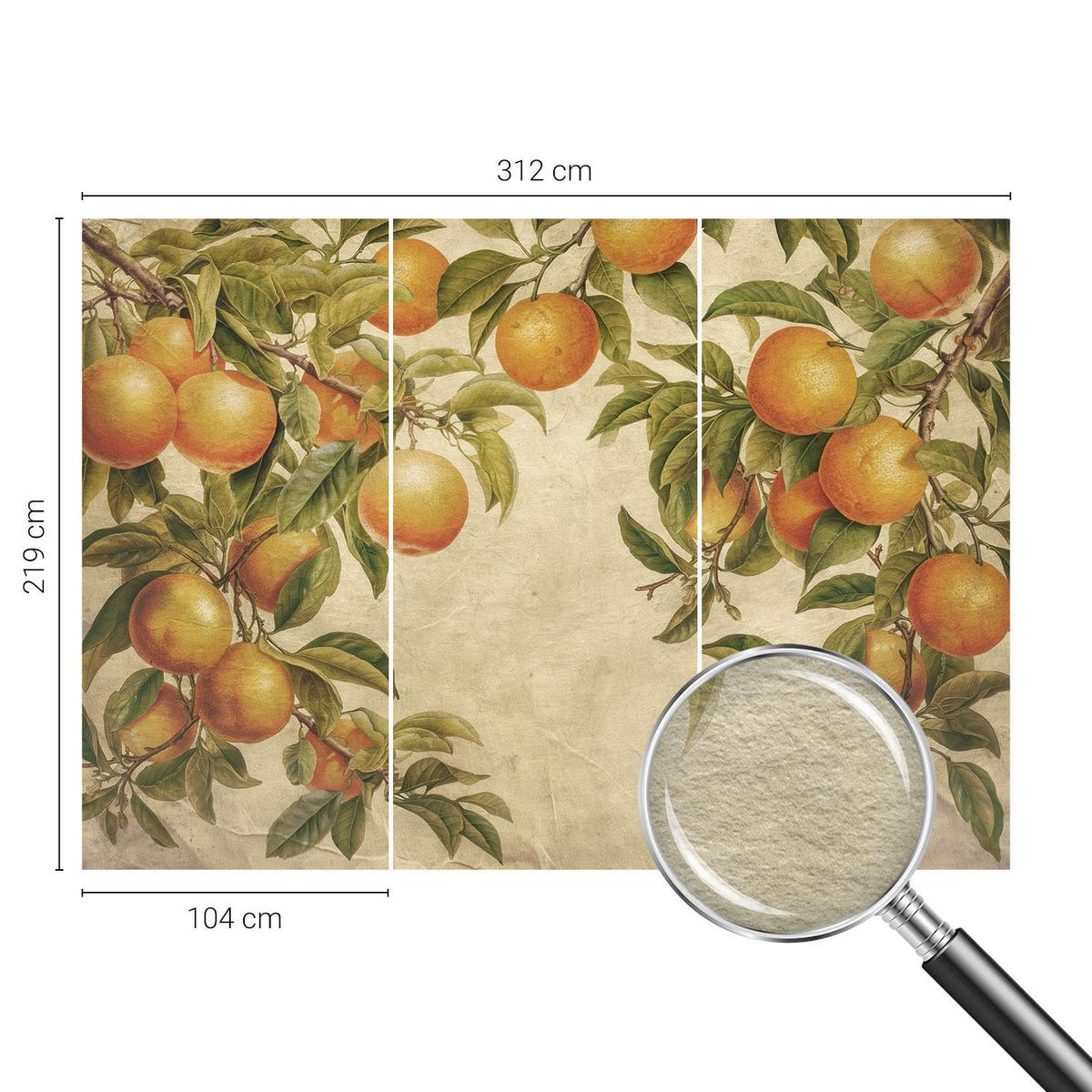FOTOTAPETE 312x219 cm - Fruchtzweige - Grün, Textil (312/219cm) - Wallfluent