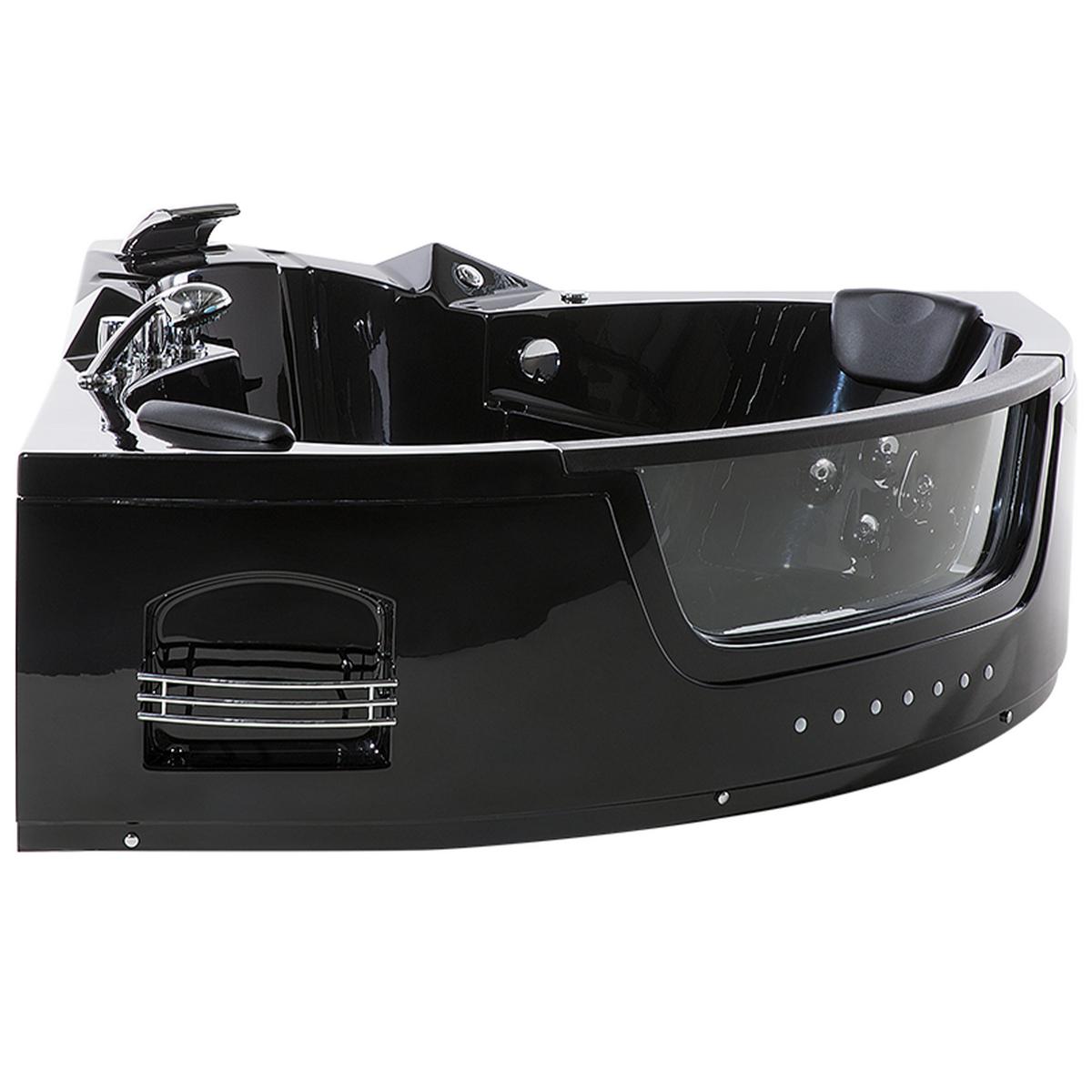 WHIRLPOOL-BADEWANNE mit LED 155x214x60 cm schwarz Martinica - Schwarz, Kunststoff (155/60/214cm) - Beliani