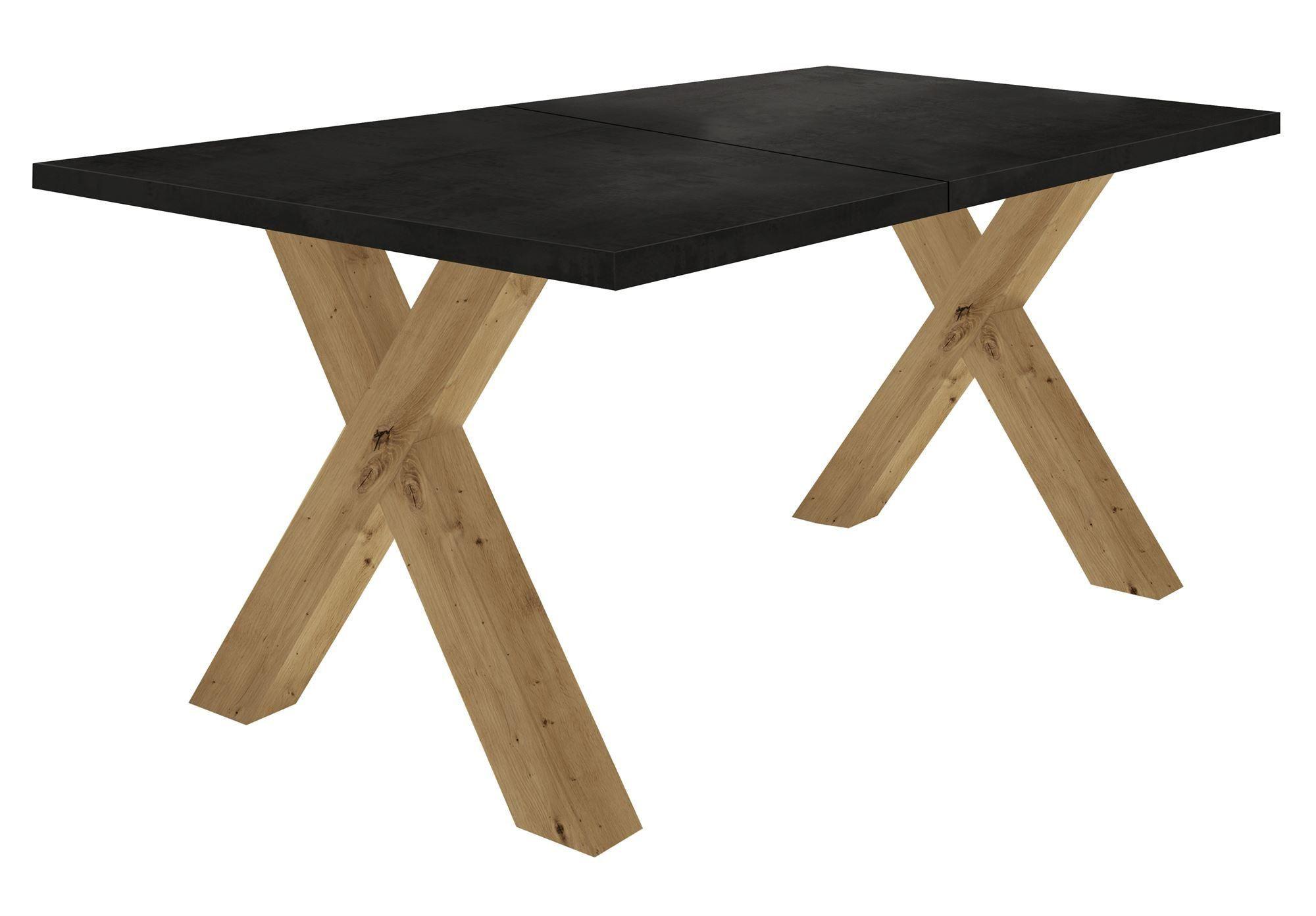 ESSTISCH ausziehbar Eike 1 160 x 90 x 75 Esszimmertisch Asteiche/Schwarzstahl - Schwarz, Holz (160/90/75cm) - 58aufmkessel