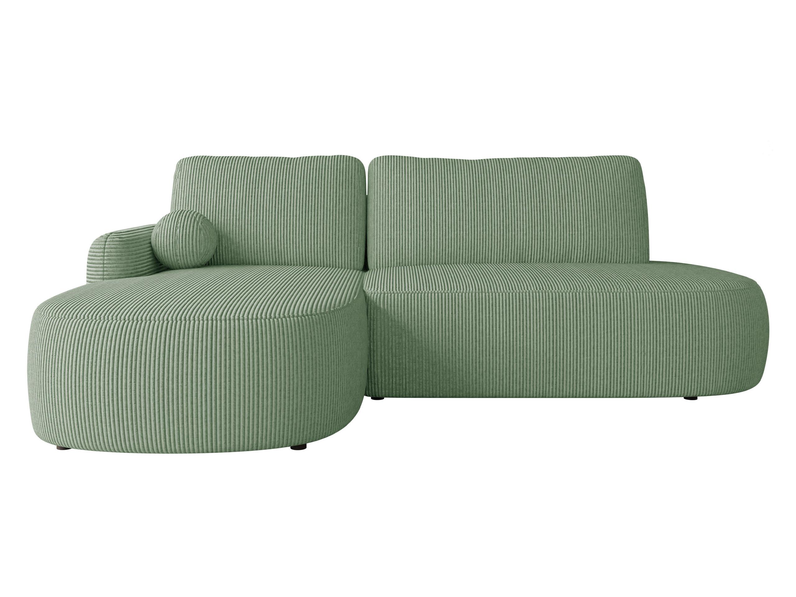 ECKSOFA Loridu O Cord, Seite: Links - Schwarz/Mintgrün, Holz/Kunststoff (274/174cm) - MIRJAN24