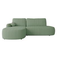 ECKSOFA Loridu O Cord, Seite: Links - Schwarz/Mintgrün, Holz/Kunststoff (274/174cm) - MIRJAN24
