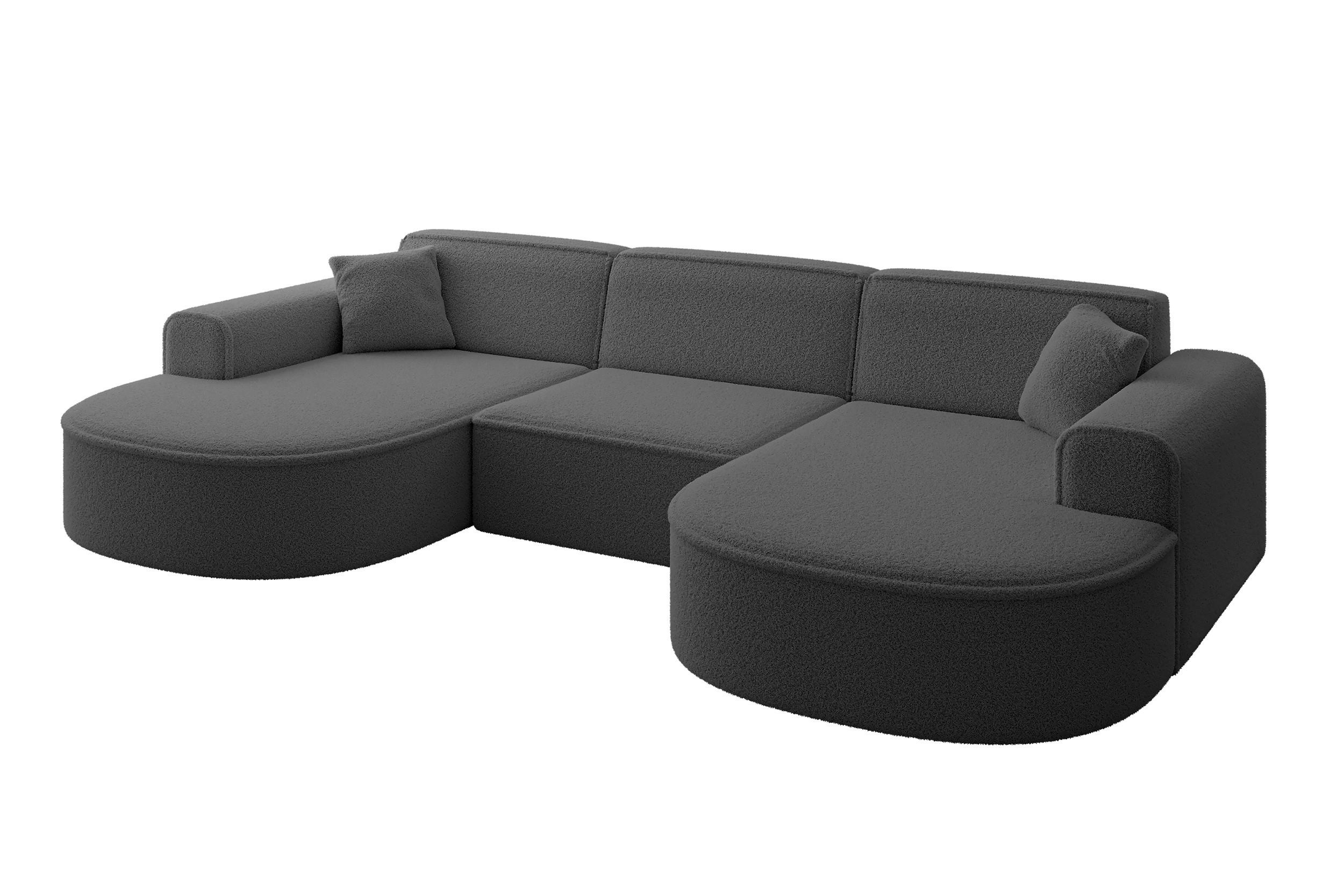 WOHNLANDSCHAFT MARI-U1 - 303x171x79 cm Grau Bouclé - Schwarz/Grau, Holzwerkstoff/Kunststoff (303/79/171cm) - ALTDECOR