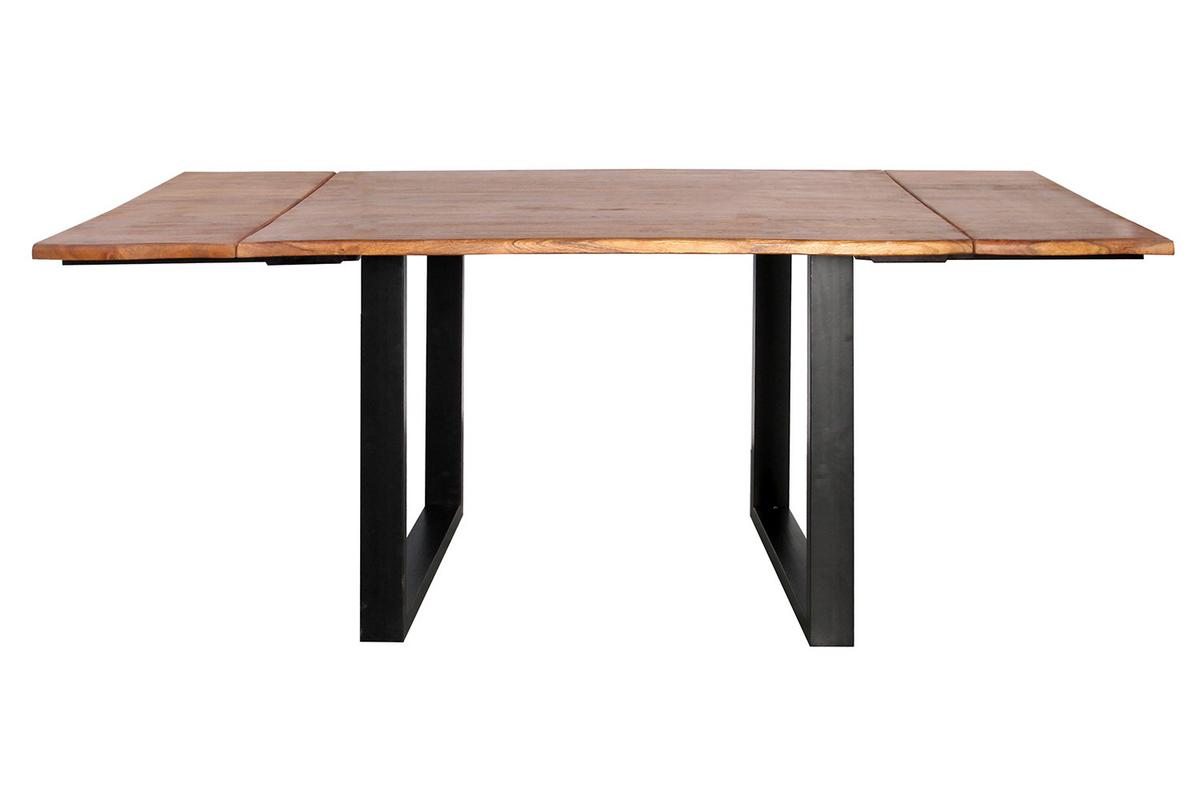 ESSTISCH LORE Holz Akazie - Schwarz/Naturfarben, Holz/Metall (90/140/77cm) - KAWOLA