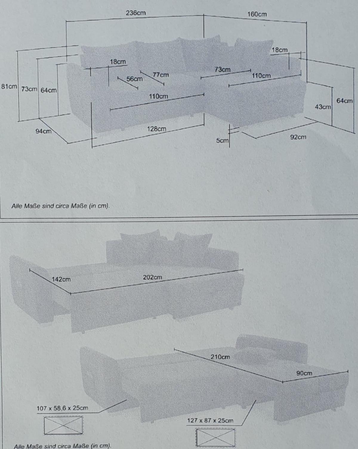 ECKSOFA mit Schlaffunktion und Bettkasten, seitenverkehrt montierbar B236/T160/H81 cm, Liegefl. 142x202 cm, Cord Braun Taupe / 15208 - Chromfarben/Braun, Kunststoff/Textil (236/160cm) - luma-home