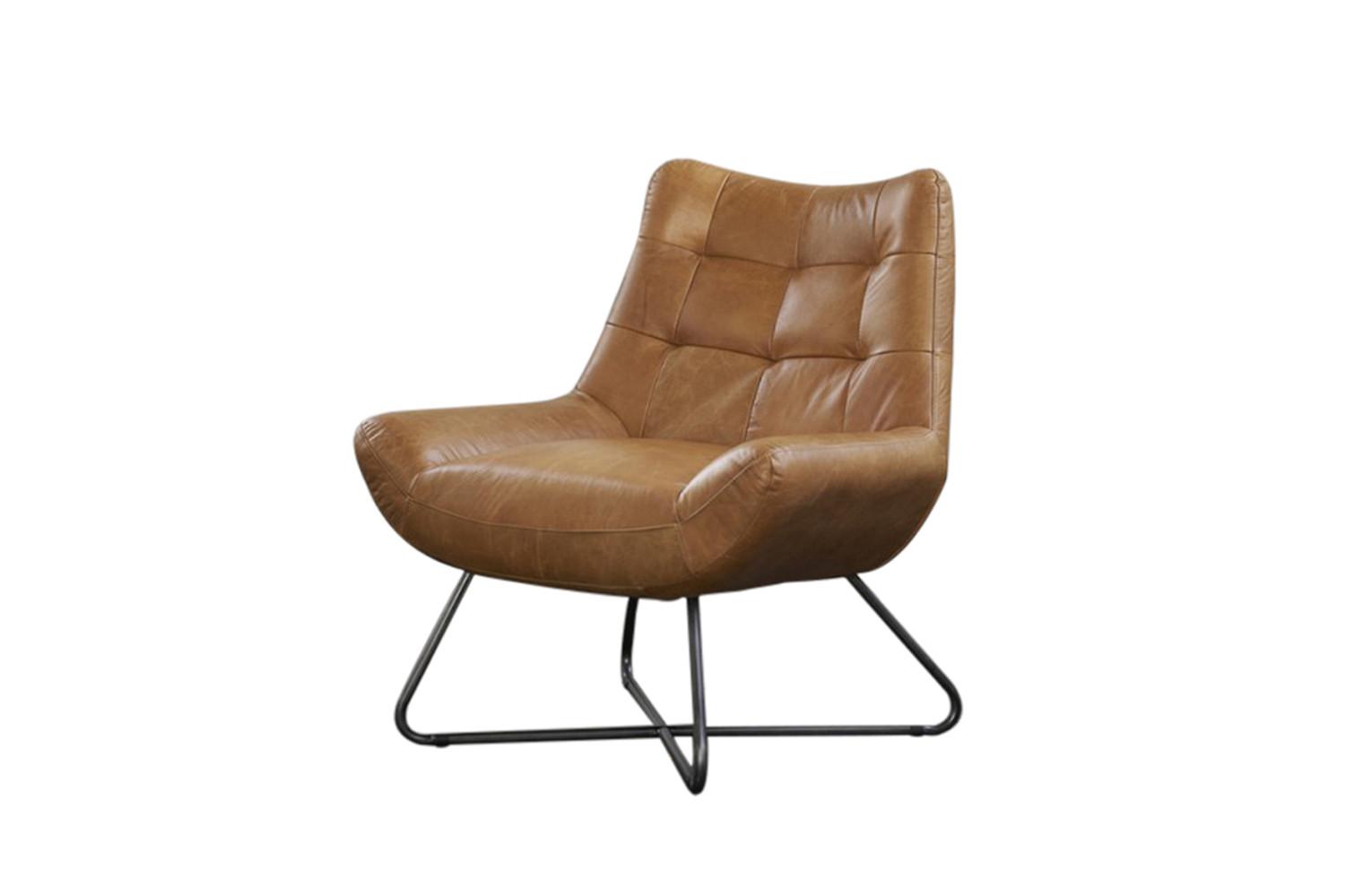 SESSEL SNOOZE Braun Leder - Silberfarben/Braun, Leder (82/93/76cm) - KAWOLA