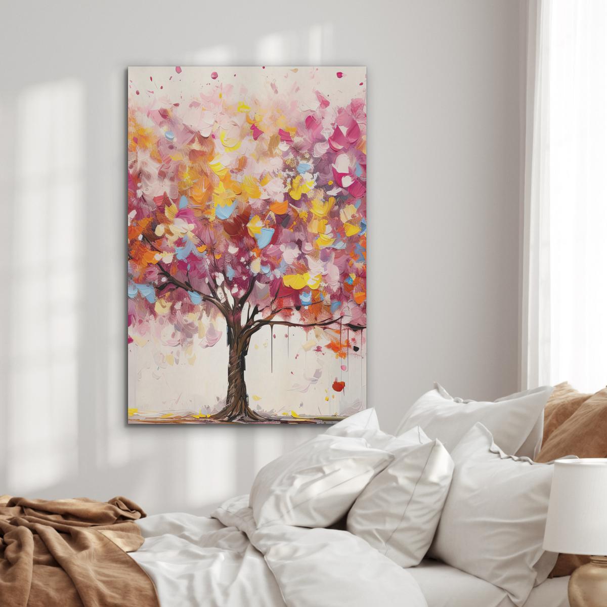 AKUSTIKBILD Aquarell - Baum - Kunst - Abstrakt Wanddeko 70x100 cm - Multicolor, Kunststoff (70/100/0.9cm) - MuchoWow