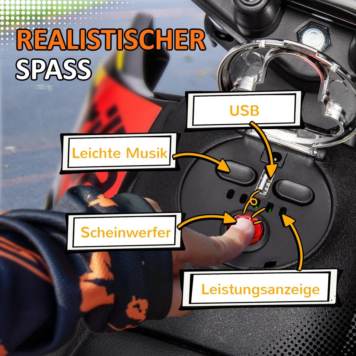 KINDER Elektro-Motorrad, 12V Kindermotorrad mit Musik, 6 km/h Kinderfahrzeug - Gelb, Metall (106.5/56/80cm) - AIYAPLAY