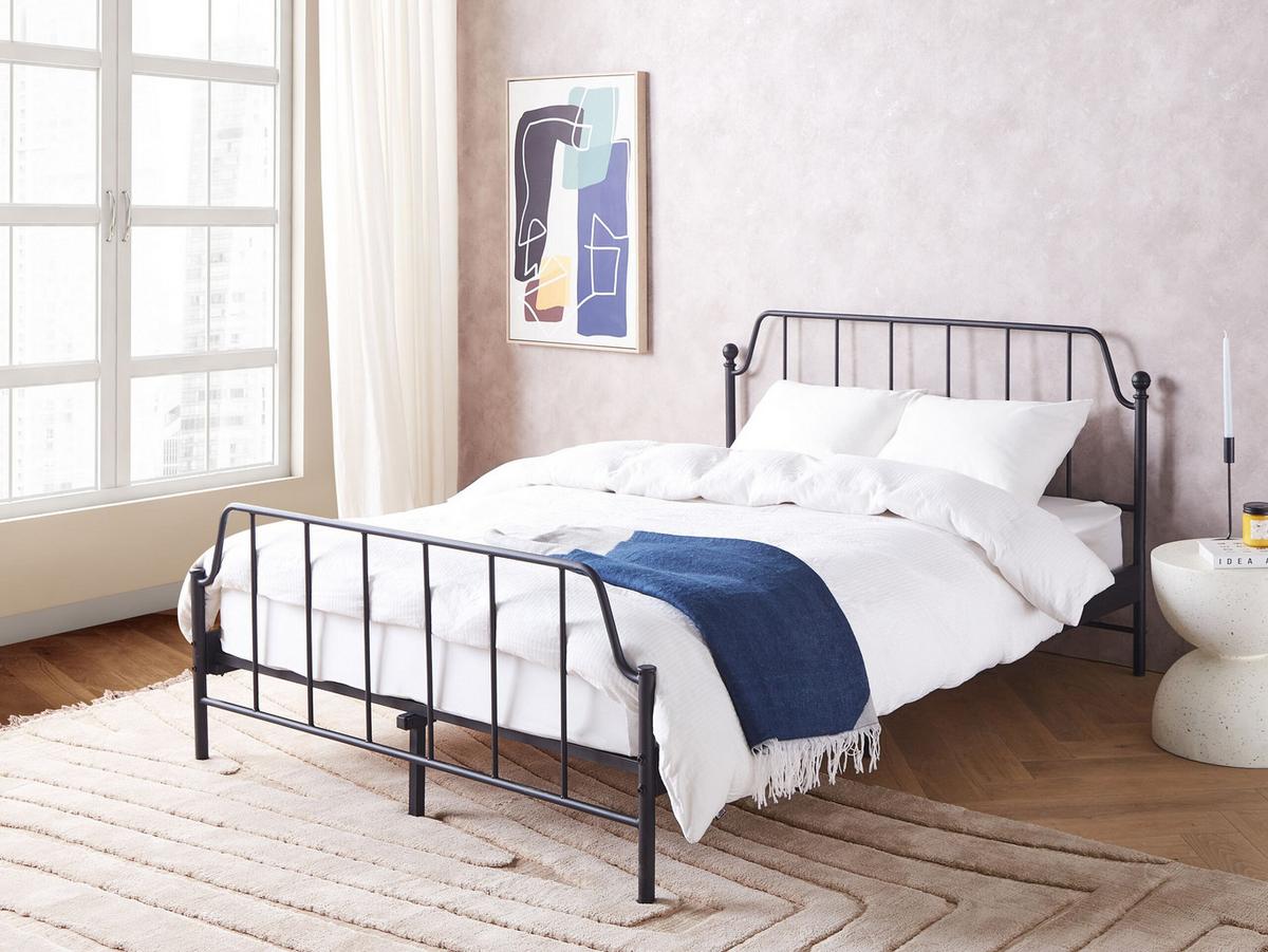 BETT mit Lattenrost 140x200 cm Schwarz Mauressac - Schwarz, Metall (140/200cm) - Beliani