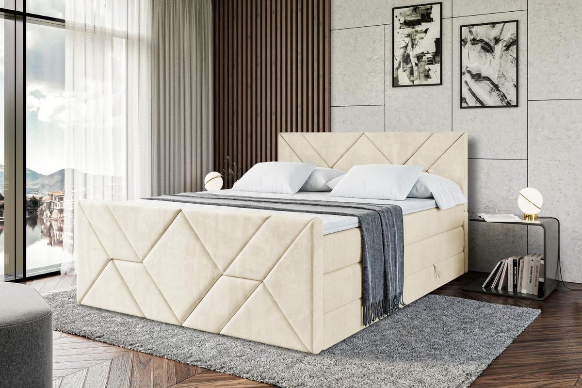 BOXSPRINGBETT BARWA-Z KING - 200x200 - H3/H4 - Beige - Beige, Holzwerkstoff (200/200cm) - ALTDECOR