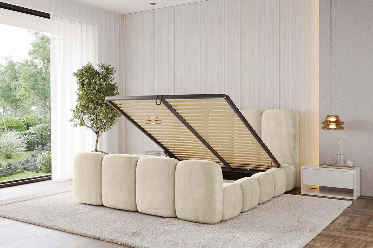 POLSTERBETT mit Bettkasten, Fußteil und Lattenrost, Boxbett ohne Matratze - KALA-Z 120x200 Beige - Ecru, Holzwerkstoff/Textil (120/200cm) - ALTDECOR