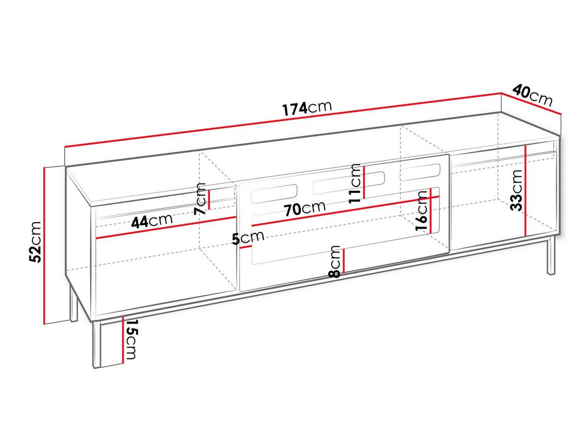 TV-LOWBOARD Ozmi 2K EF mit Kamin - Schwarz, Holzwerkstoff/Metall (174/52/40cm) - MIRJAN24