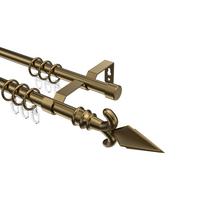 GARDINENSTANGE Olymp Matteo 100 cm, 2-läufig, 16 mm Ø Messing Antik - Messingfarben/Bronzefarben, Metall (100cm) - INTERDECO