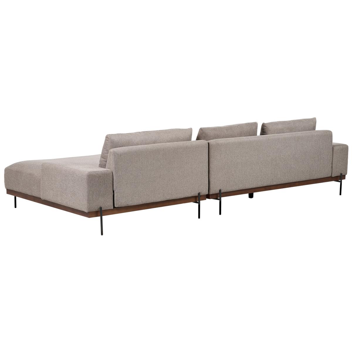 3-SITZER-ECKSOFA hellbraun rechtsseitig Mariferd - Hellbraun/Dunkelbraun, Textil (316/146cm) - Beliani