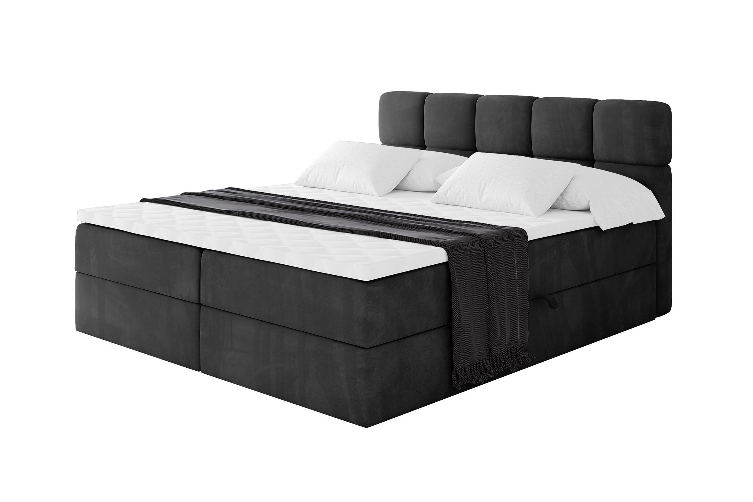 BOXBETT mit Matratze H3 - FAMA - 120x200 cm Schwarz Casablanca - Schwarz, Holzwerkstoff (120/200cm) - ALTDECOR