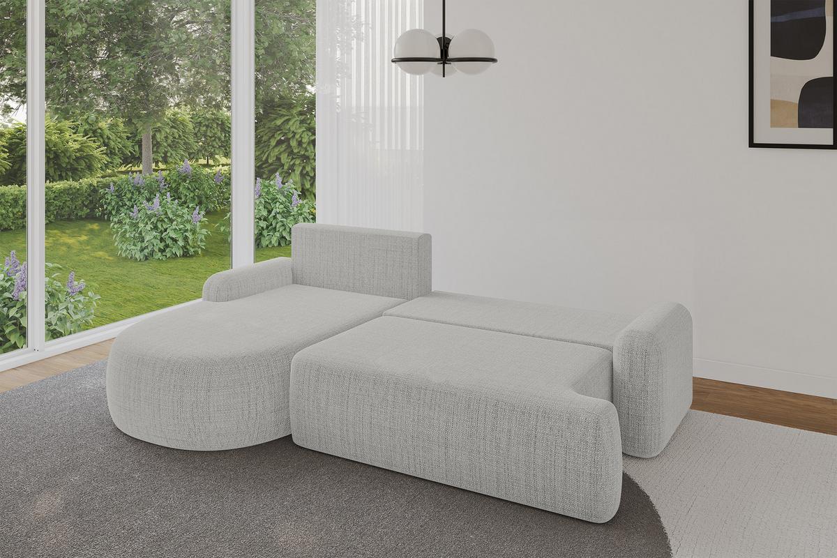 ECKSOFA mit Schlaffunktion und Bettkasten LIRA-L - 264x172x89 Hellgrau - Hellgrau, Holzwerkstoff/Textil (264/172cm) - ALTDECOR