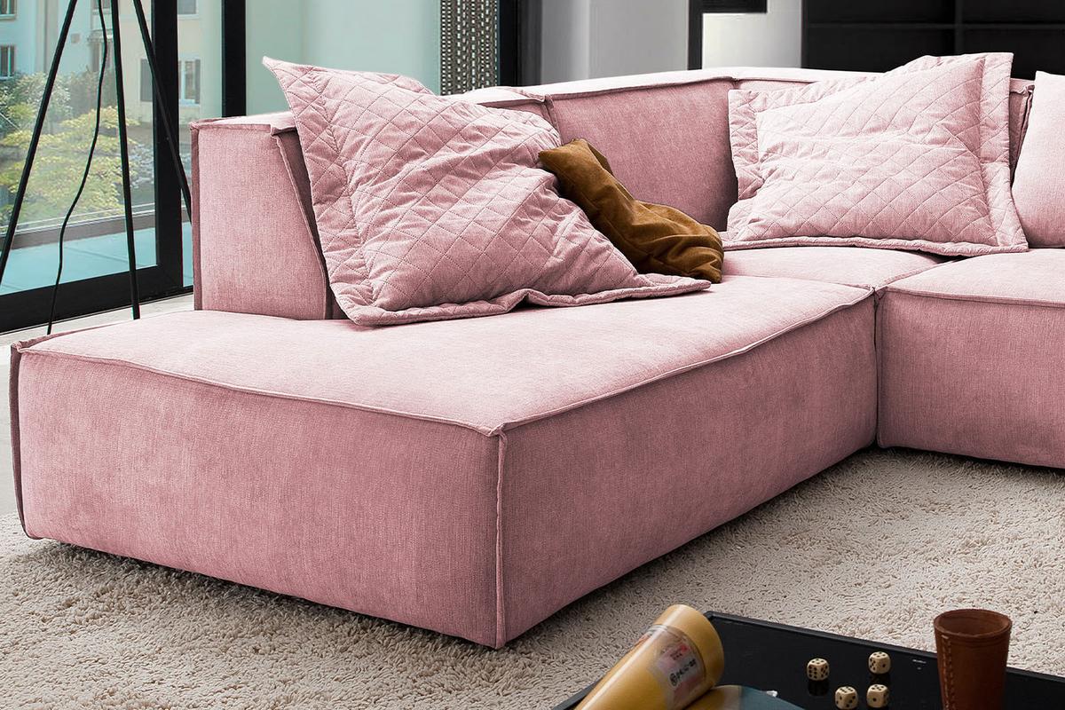 ECKSOFA SAMU Pink Webstoff - Schwarz/Rosa, Textil (226/224cm) - KAWOLA