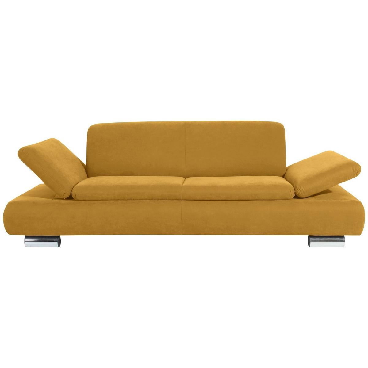 SOFA 2,5-Sitzer Kaye Bezug Veloursstoff Metallfuß verchromt / mais - Gelb, Kunststoff (221/76/90cm) - 58aufmkessel