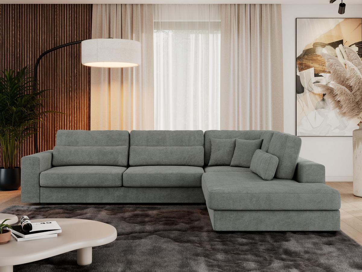 ECKSOFA Savona Grau Strukture - rechts - Schwarz/Grau, Kunststoff/Textil (249/316cm) - MKS