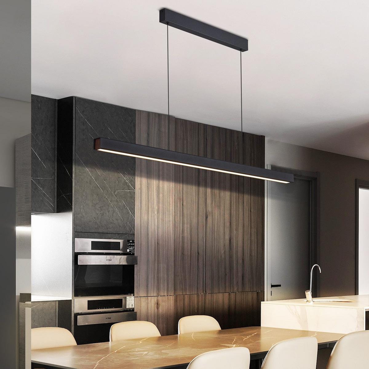 LED PENDELLEUCHTE Haleq 148.5/4.6/4.6 cm - Schwarz, Metall (148/5/4.6cm) - ZMH