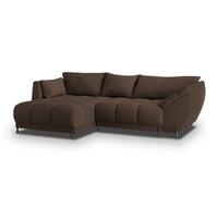 ECKSOFA VESTANO L-S Braun Boucle-Stoff mit Schlaffunktion - Braun, Holz (287/182cm) - MASSENO