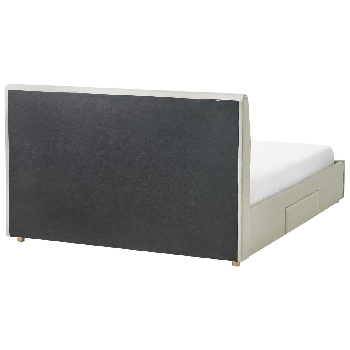 BETT mit Schubladen 160/200 cm Stoff Hellbraun Soutrin - Hellbraun, Textil (160/200cm) - Beliani