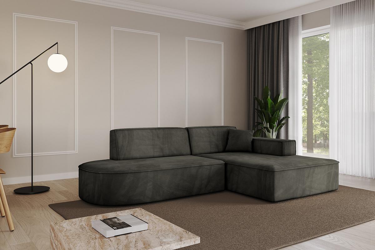 ECKSOFA Ottomane Rechts IREA-L1-v4 - 232x165x77 cm Schwarz - Schwarz, Holzwerkstoff/Textil (232/165cm) - ALTDECOR