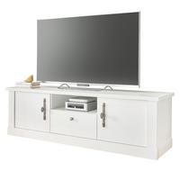 TV-LOWBOARD weiß Pinie Landhaus, TV Unterteil 155 cm, Soft-Close-Funktion - Weiß, Holzwerkstoff/Kunststoff (158/51/45cm) - Furn.Design