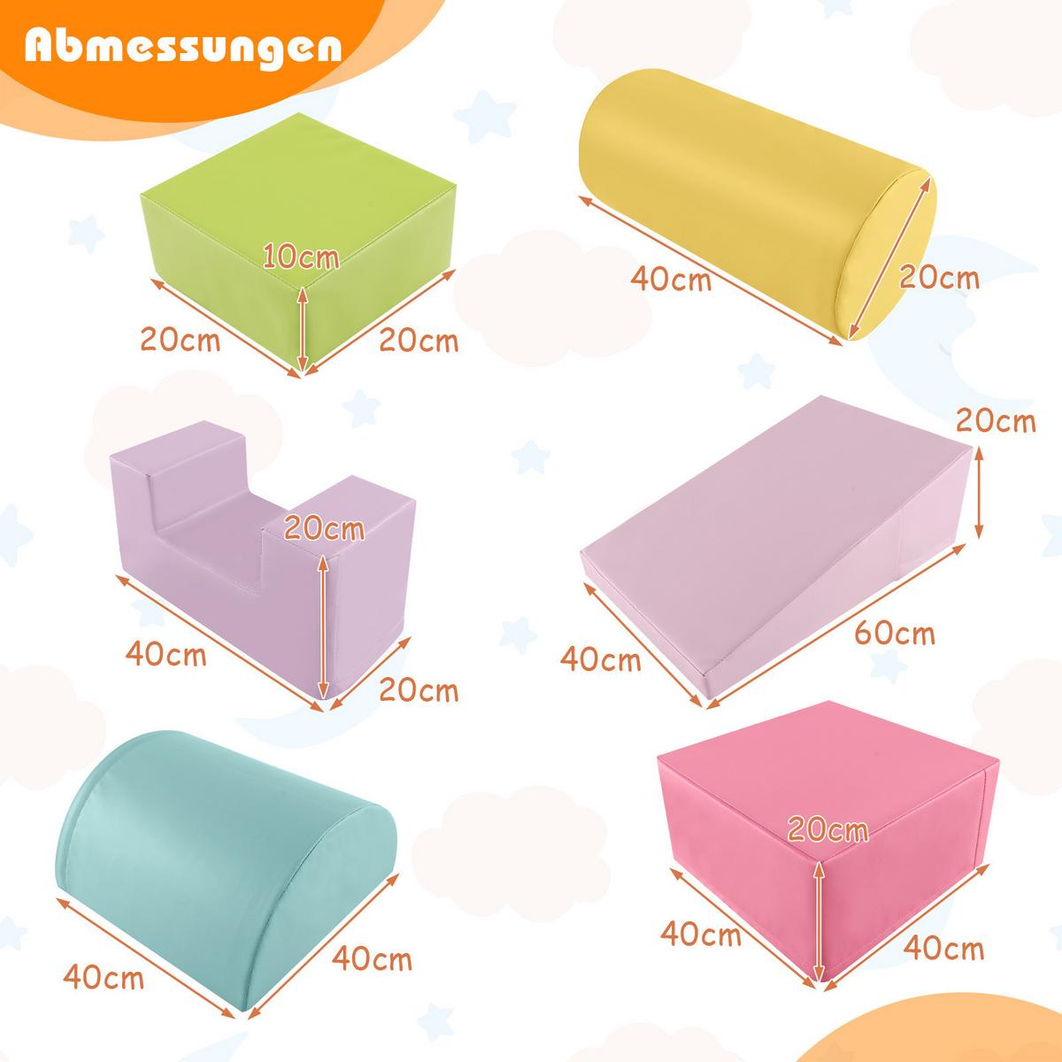 SCHAUMSTOFFBLOCK Rosa (6-teilig) - Hellrosa, Kunststoff (40/20/40cm) - COSTWAY