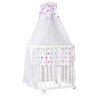 BABYBETT WHITE, 7in1 mit Matratze - Pink/Weiß, Holz (73/123cm) - waldin