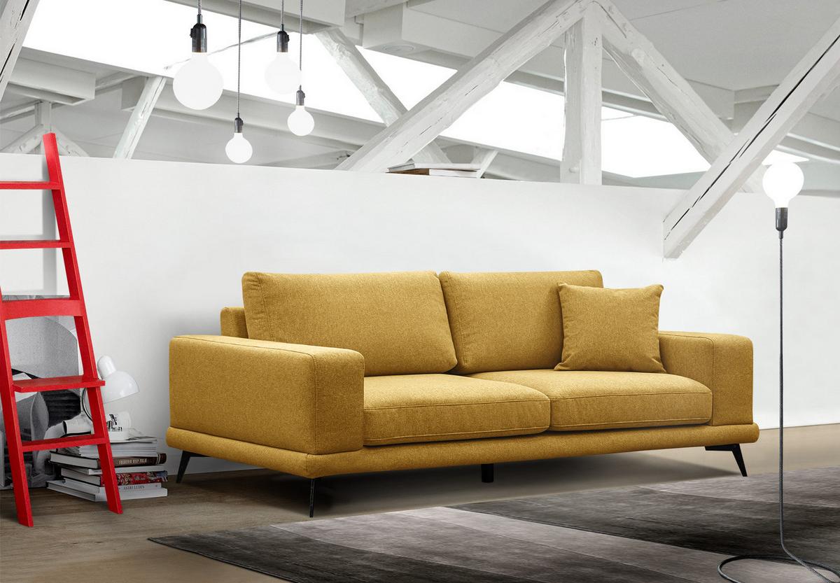 SOFA MEDIOLANE 3-Sitzer, dunkelgelb - Dunkelgelb, Holzwerkstoff/Textil (233/87/96cm) - Wozimo