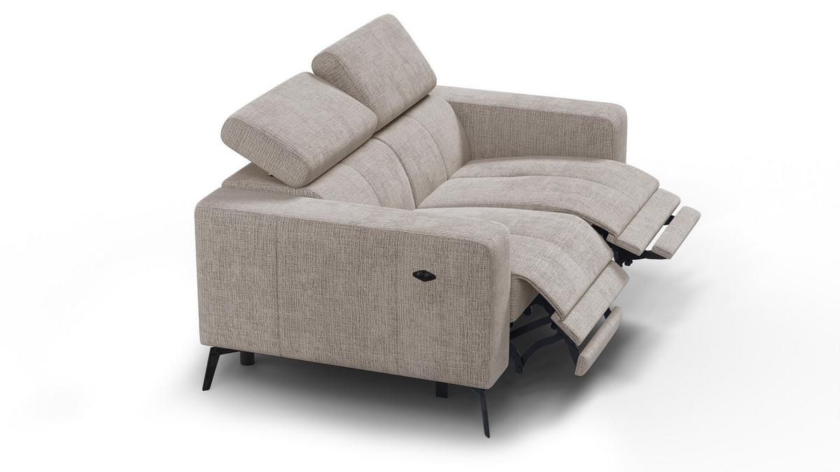 RELAXSOFA MORELLO 2-Sitzer, beige, 2 x Relax Zero Gravity - Beige, Holz/Textil (164/82/103cm) - Wozimo