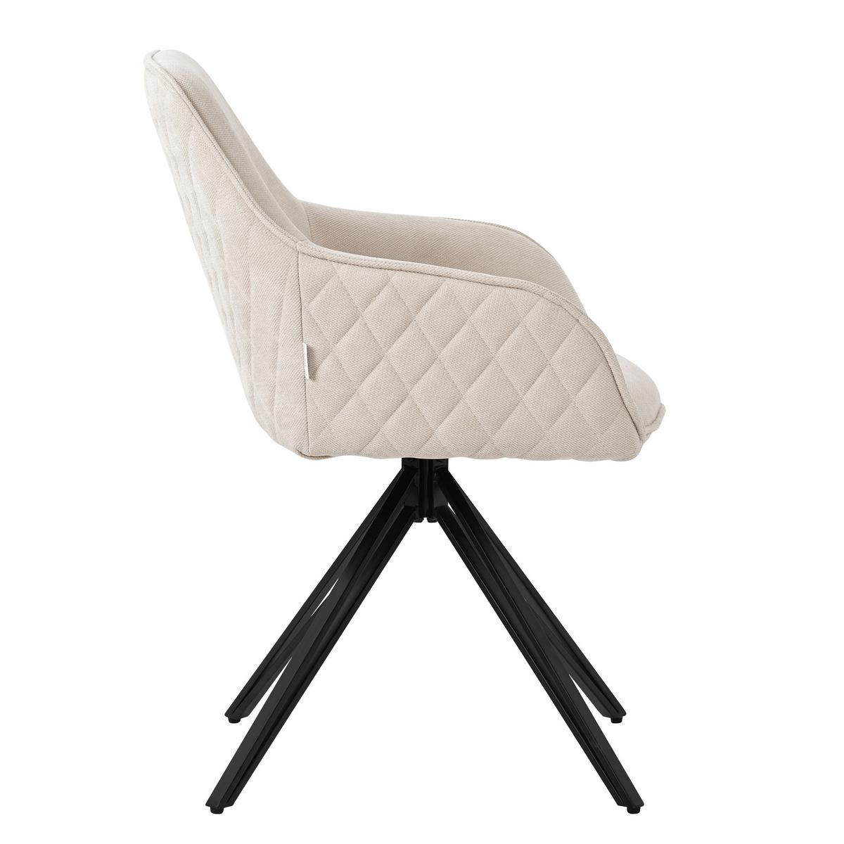 ESSZIMMERSTUHL 4er Set drehbar Creme Webstoff - Beige/Schwarz, Textil/Metall (61/84.5/57cm) - ML-DESIGN