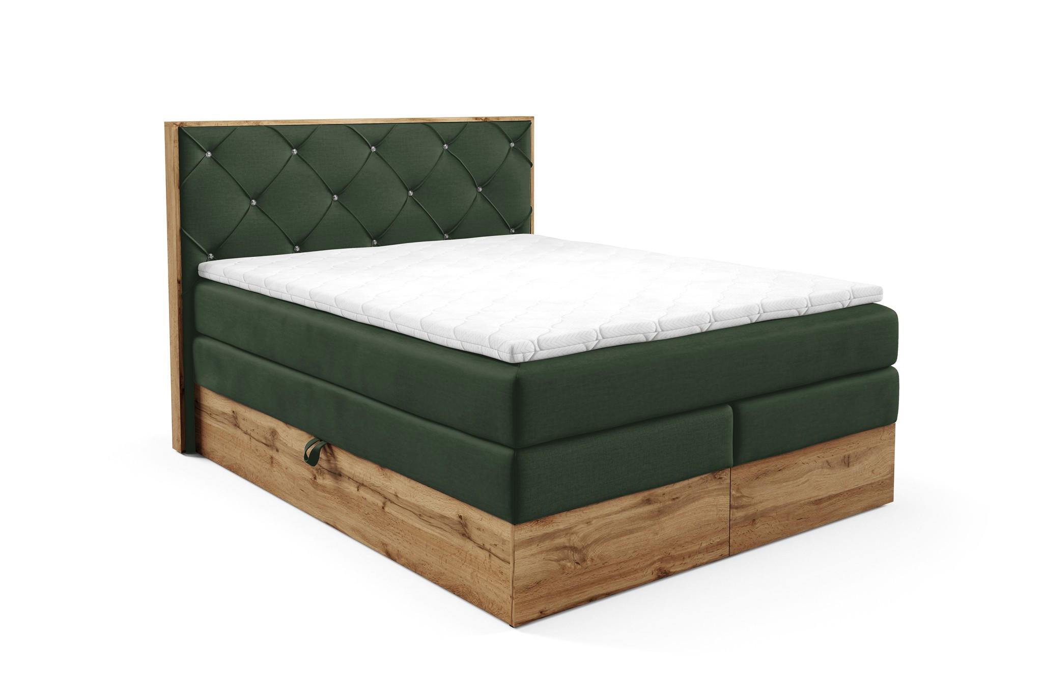 BOXSPRINGBETT Navel - Dunkelgrün, Holzwerkstoff/Textil (180/200cm) - Fun Möbel