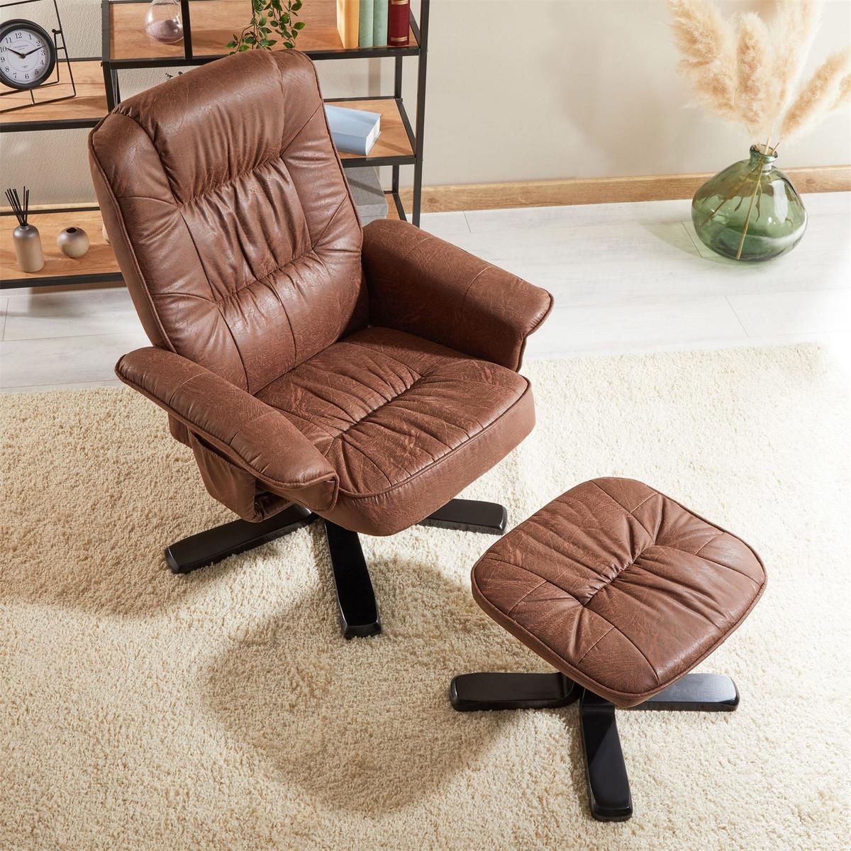 RELAXSESSEL CHARLY Vintage/schwarz - Dunkelbraun/Schwarz, Textil (76/87/61cm) - IDIMEX