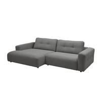 ECKSOFA XL MIKA Grau Cord - Schwarz/Grau, Kunststoff/Textil (296/167cm) - KAWOLA