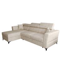 ECKSOFA L Form Ribella Beige 265/180/100 cm Links mit Schlaffunktion - Beige/Schwarz, Textil/Metall (180/265cm) - AX Living