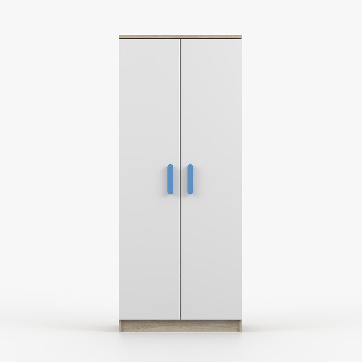 DREHTÜRENSCHRANK 80/192/50 cm 2-türig Jonas III 06 Sonoma Eiche/Weiß + blaue Griffe - Blau/Weiß, Holz/Holzwerkstoff (80/192/50cm) - imoebel24