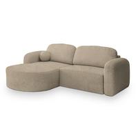 ECKSOFA AMILIA L-S Beige Boucle-Stoff mit Schlaffunktion - Beige, Holz (263/174cm) - MASSENO