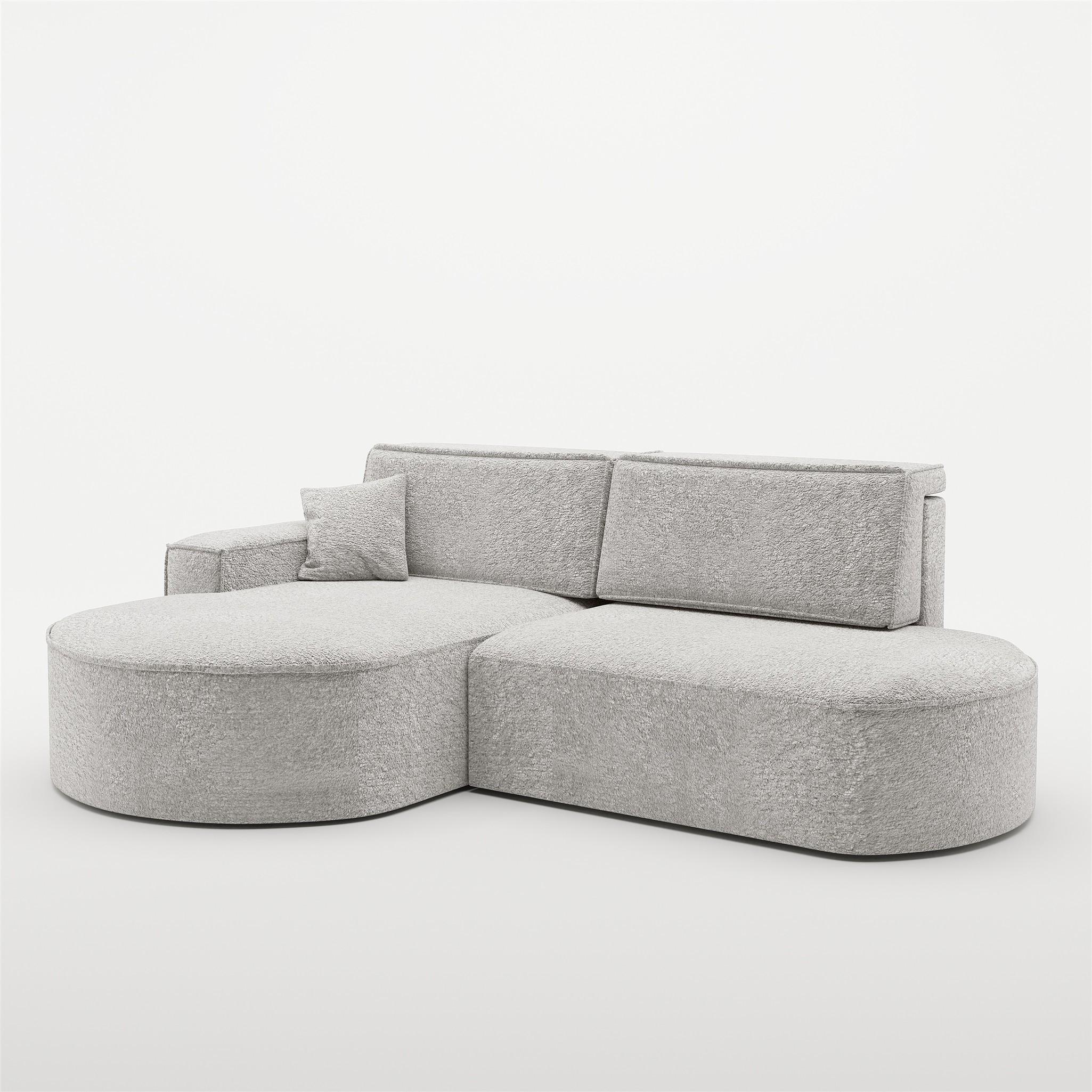 ECKSOFA Venedig Mit Schlaffunktion - Hellgrau, Holzwerkstoff/Textil (278/179cm) - Fun Möbel