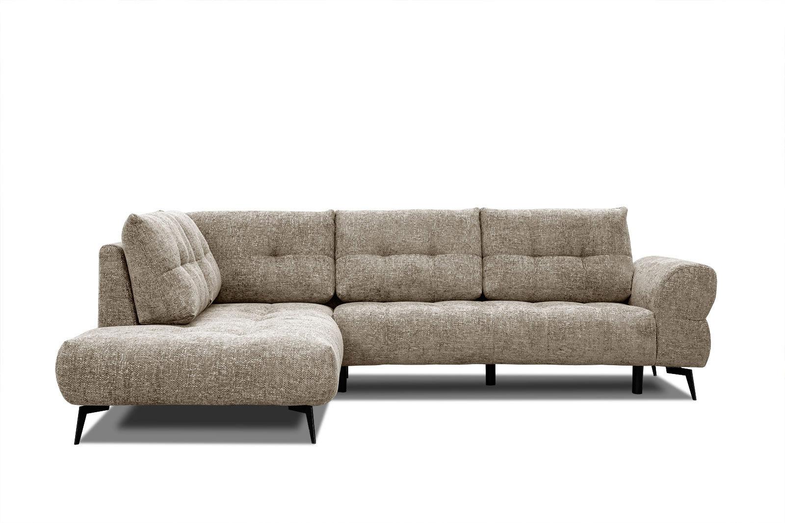 ECKSOFA SALVINI 5-Sitzer, taupe - Taupe/Schwarz, Holzwerkstoff/Textil (158/292cm) - Wozimo