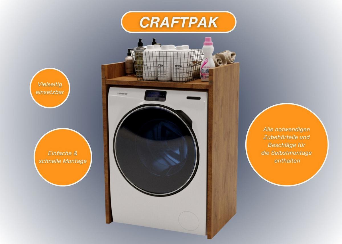 WASCHMASCHINENSCHRANK Retro 66/97/62cm - Braun, Holzwerkstoff (66/97/62cm) - CraftPAK